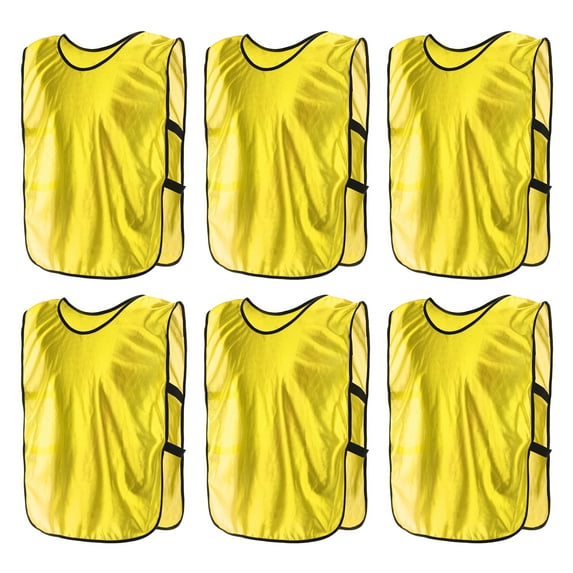 Scrimmage Training Vest 27x18" Soccer Jersey Sport Team Pinnies, Bright Gold 6 Pack