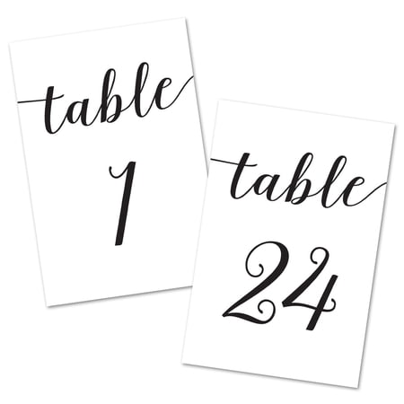 Script 4x6 Table Number Cards 1-24 (Black)