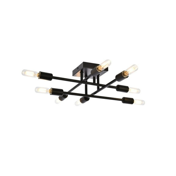 Script 8 lights black flush mount