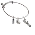 thumbnail image 1 of Script ''Believe'' with Clear Crystals Big Sister Heart Expandable Bangle Bracelet, 1 of 1