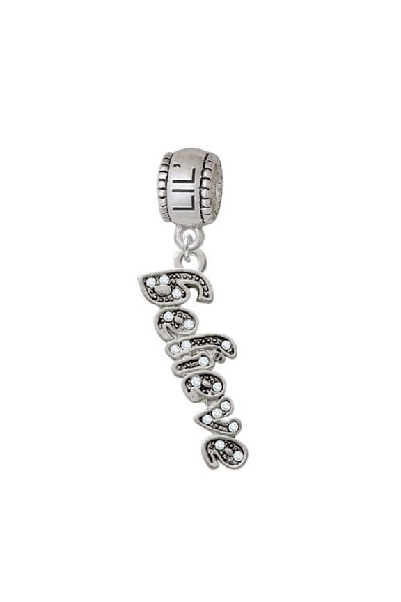 Script ''Believe'' with Clear Crystals - Lil Sister Charm Bead