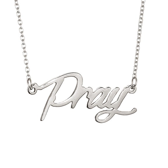 Script Font Pray Name Nameplate Necklace Stainless Steel Jewelry for Women