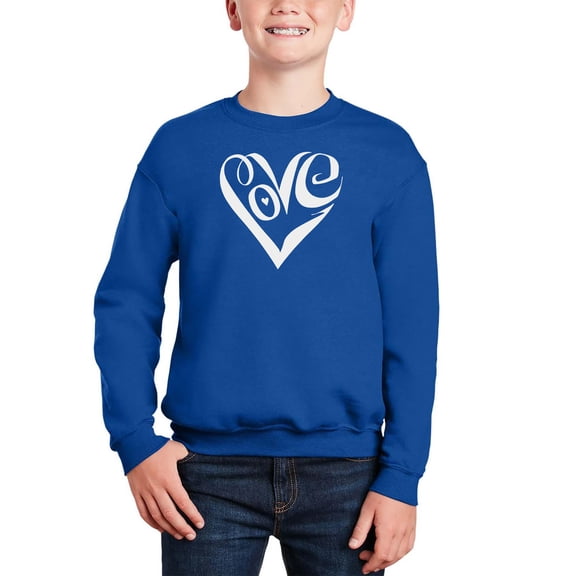Script Love Heart - Boy's Word Art Crewneck Sweatshirt