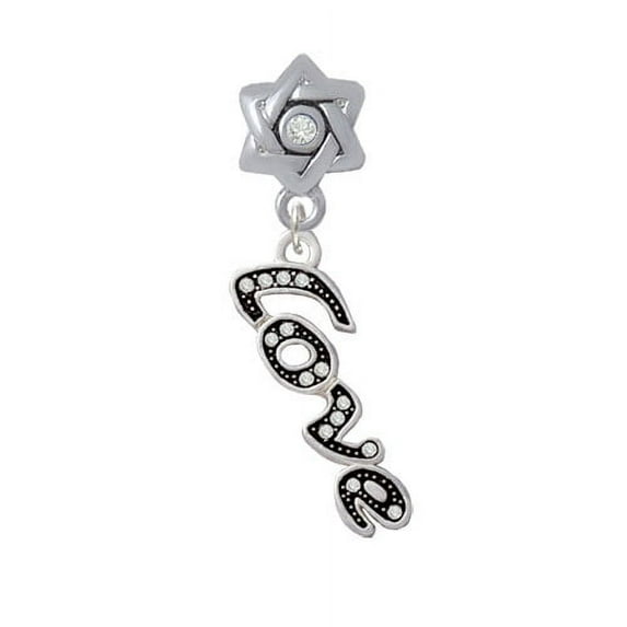 Script ''Love'' with Clear Crystals - Star of David with Clear Crystal Charm Bead