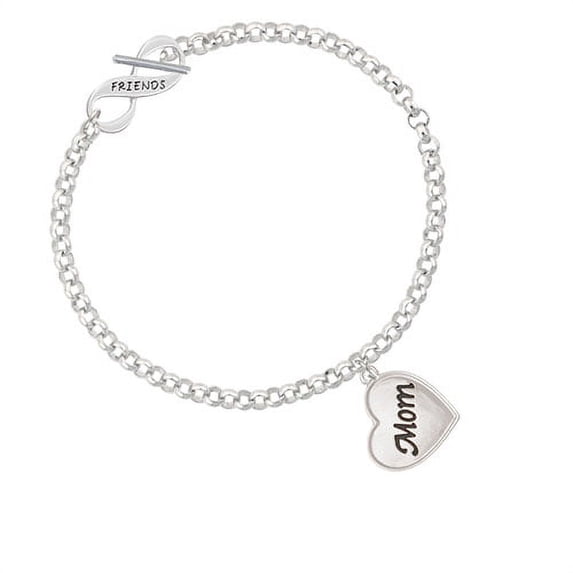 Script Mom Heart Friends Infinity Toggle Chain Bracelet
