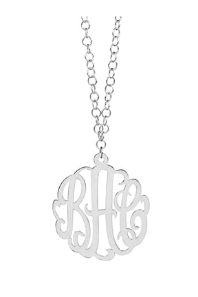 Script Monogram Necklace with 36 inch Cable Chain. 2 inch Wide