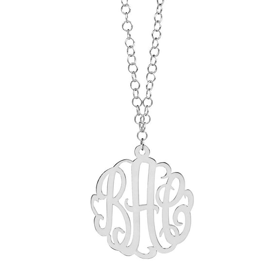 Script Monogram Necklace with 36 inch Cable Chain. 2 inch Wide