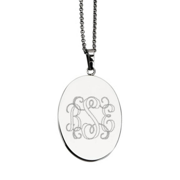 Script Monogram Personalized Oval Pendant With Chain