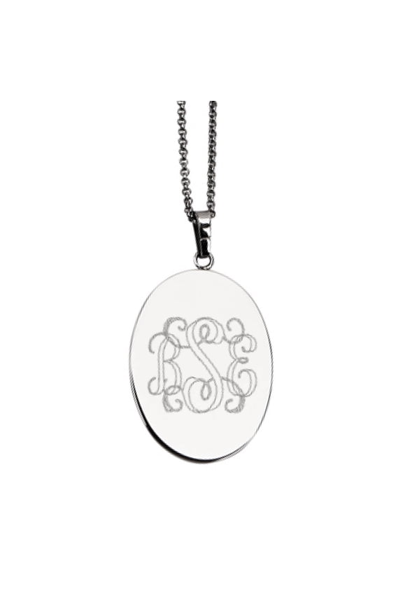 Script Monogram Personalized Oval Pendant With Chain