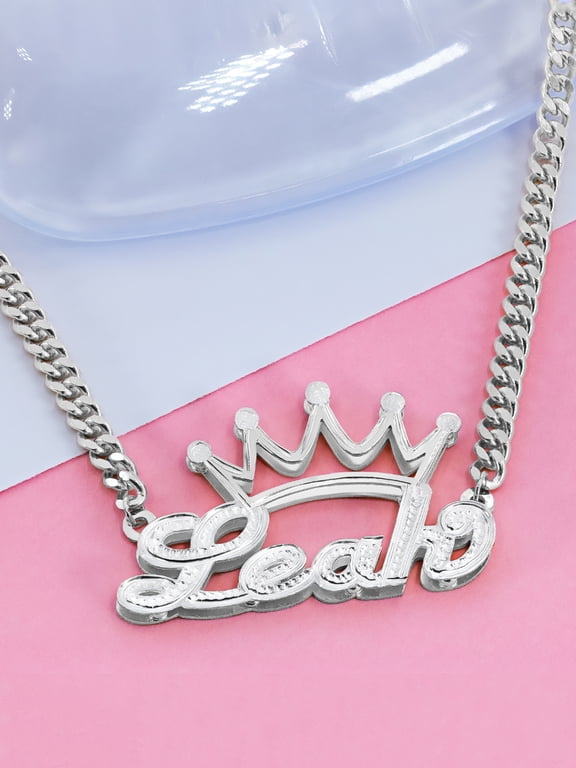 Script Name Necklace With Crown