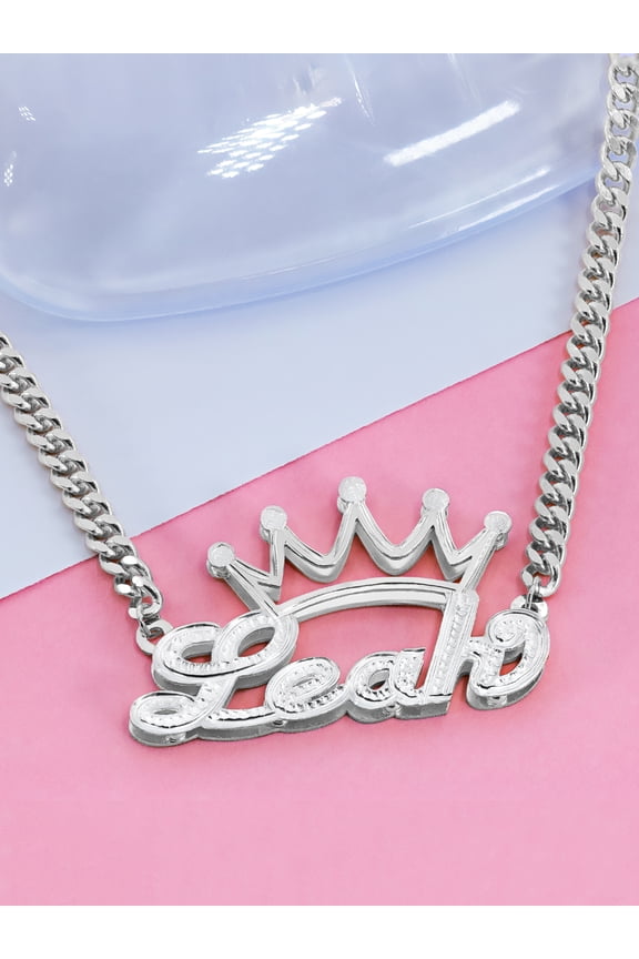 Script Name Necklace With Crown