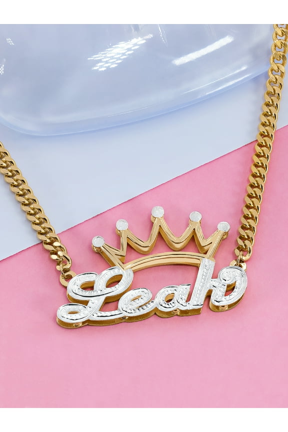 Script Name Necklace With Crown