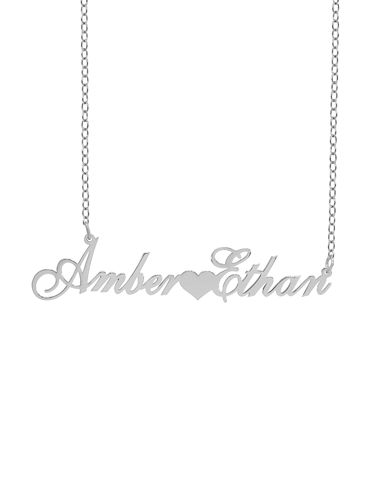 Script Name Necklace with Heart In The Middle. Two Names
