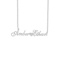 Script Name Necklace with Heart In The Middle. Two Names