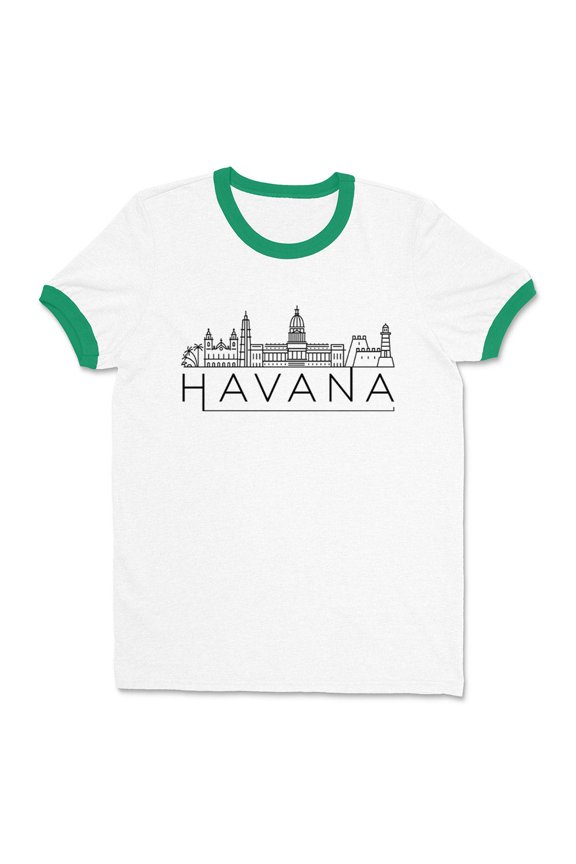 Script Ohio Ringer Tee Shirt Unisex Small White/Kelly Green