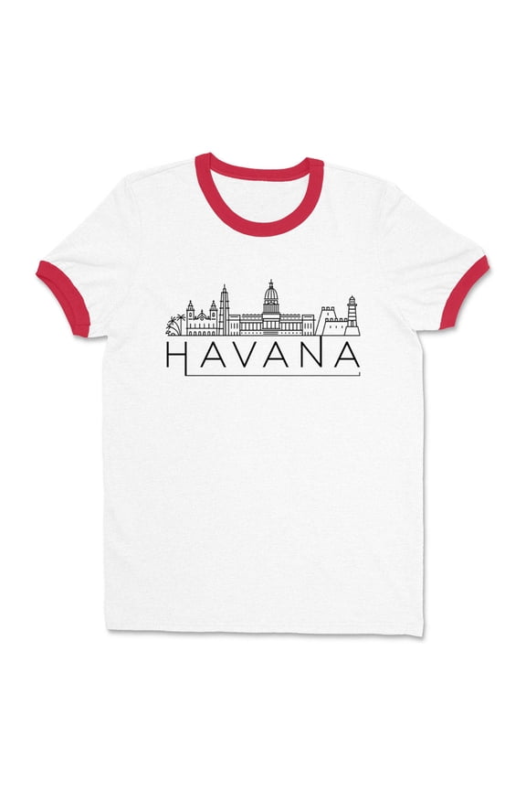 Script Ohio Ringer Tee Shirt Unisex Small White/Red