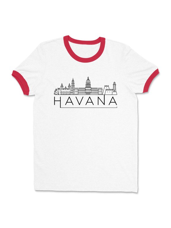 Script Ohio Ringer Tee Shirt Unisex Small White/Red
