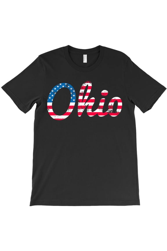 Script Ohio USA Pride Funny Stars And Stripes Flag Graphic - Comfortable Fit H29557 T-Shirt, for Men and Women, Up to Size 5XL