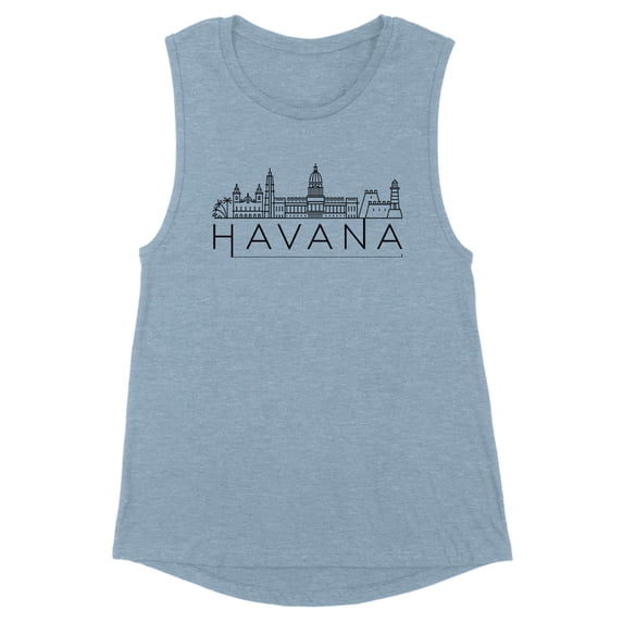 Script Ohio Women's Muscle Tank 2X-Large Stonewash Denim