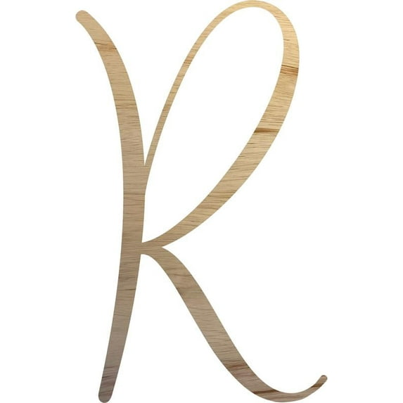 Script Wooden Letter Craft, Unpainted 5'' tall Wood Letter R, Paintable Rebeca
