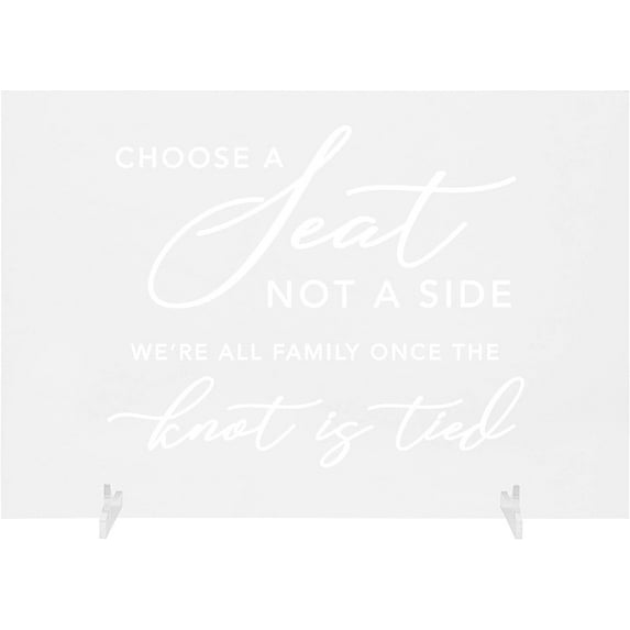 Scripted Choose A Seat, Not A Side, Sign, 7.5 x 11 Inch, St Included, Wedding Ceremony Sign, All Family Once The Knot is Tied, Loved by Both Bride Groom, Wedding Décor