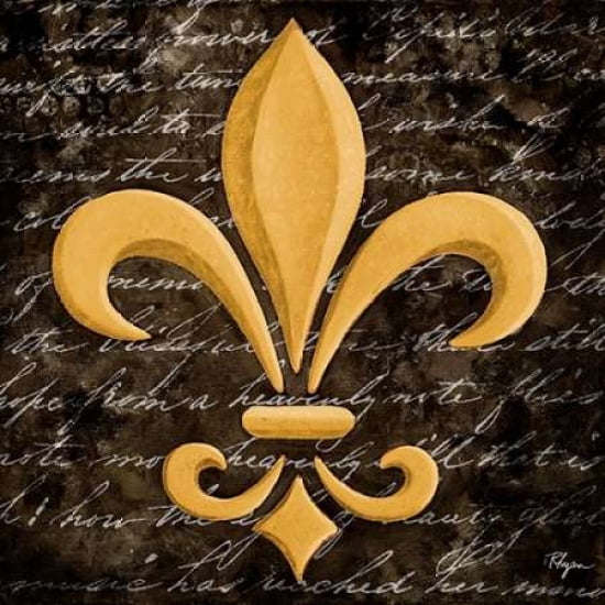 Scripted Gold Fleur de lis Border I Canvas Art - Vivien Rhyan (24 x 24)