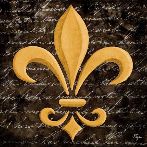 Scripted Gold Fleur de lis Border I Poster Print by Vivien Rhyan