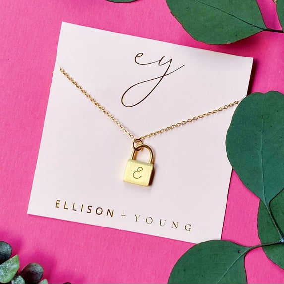 Ellison+Young Scripted Notes Locket Initial Woman's Necklace 16 in, Stainless Steel, 1 Count