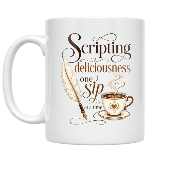 Scripting Deliciousness One Sip at a Time - Food and Fables Enthusiast - 11 oz Ceramic Coffee Mug