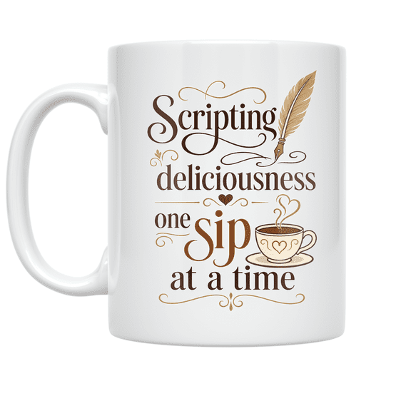 Scripting Deliciousness One Sip at a Time - Food and Fables Enthusiast - 11 oz Ceramic Coffee Mug