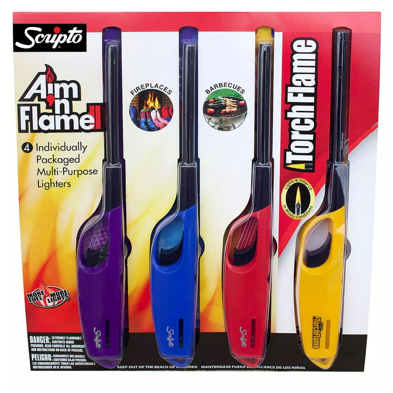 Scripto Aim 'n Flame Multi-Purpose Lighters, 4 Piece 
