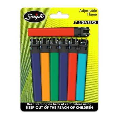 Scripto Views, Adjustable Flame, Pocket Lighter, Multi-Color (7 Count)