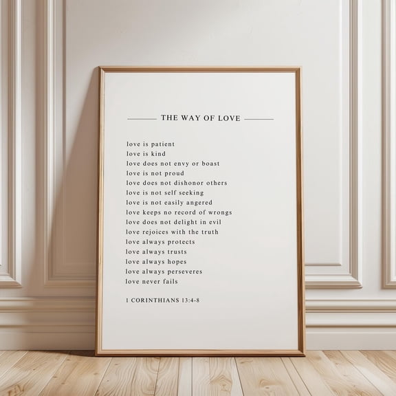 Scripture 1 Corinthians 13 Christian Wedding Decoration First Anniversary Paper Gift Love Is Patient Modern Wall Art Decor