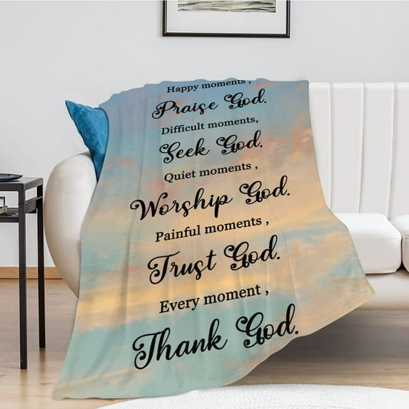 Scripture Blanket Inspirational Christian Throw Blanket Spiritual Religious Gift with Bible Verse Positive Messages for Prayers Comfort Caring Get Well Gift 50"x40"