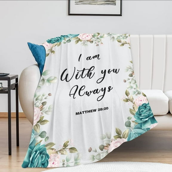 Scripture Blanket Inspirational Christian Throw Blanket Spiritual Religious Gift with Bible Verse Positive Messages for Prayers Comfort Caring Get Well Gift 50"x40"