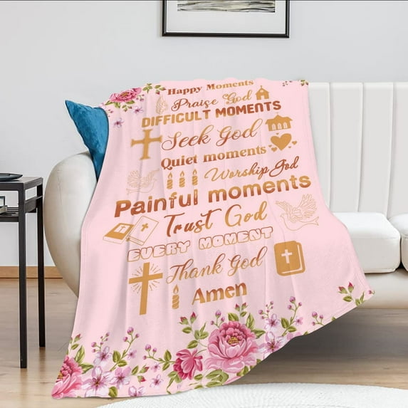 Scripture Blanket Inspirational Christian Throw Blanket Spiritual Religious Gift with Bible Verse Positive Messages for Prayers Comfort Caring Get Well Gift 50"x40"