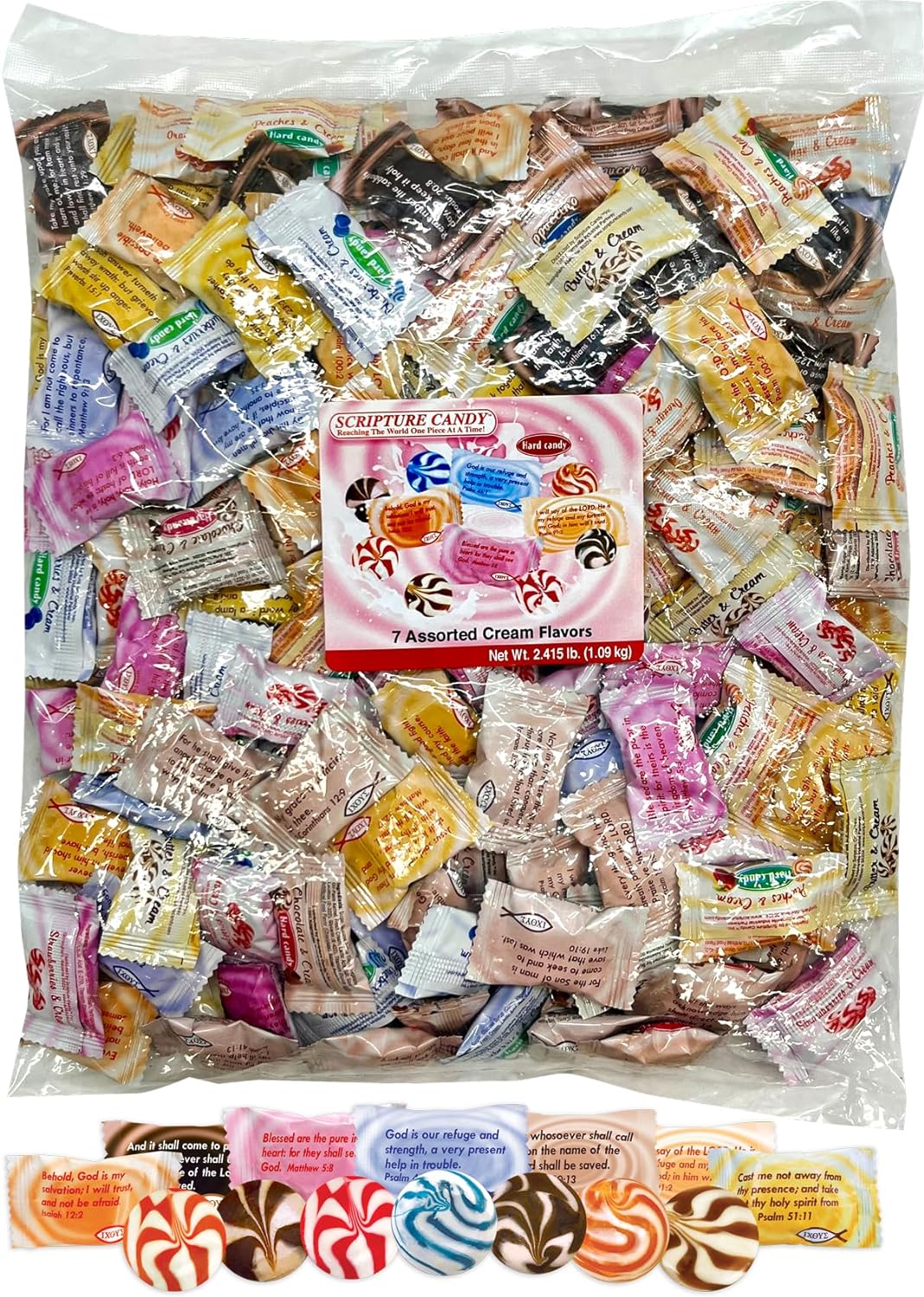 Scripture Candy, Assorted Cream Flavor Hard Candy, 180 Pieces
