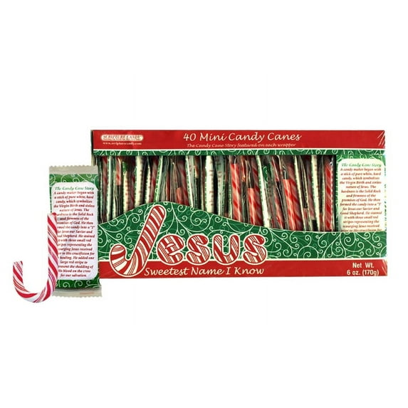 Scripture Candy, Mini Candy Canes Featuring The Candy Cane Legend, 40 Pieces