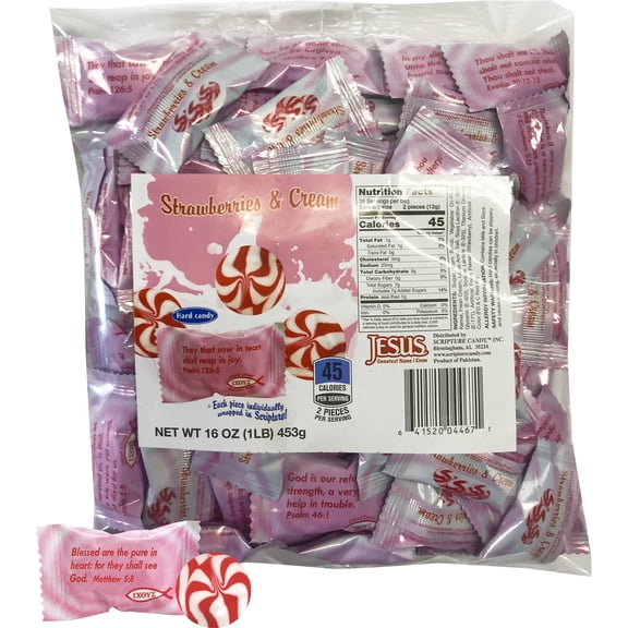 Scripture Candy, Strawberries & Cream 1 Pound Bag