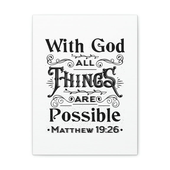 Scripture Canva Things Are Possible Matthew 19:26 Christian Wall Art Bible Verse Print Ready To Hang Unframed