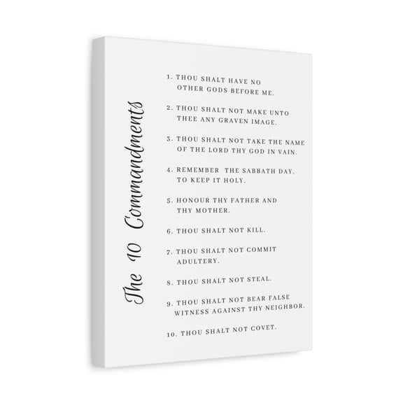 Scripture Canvas 10 Commandments White Side Christian Wall Art Print Ready to Hang