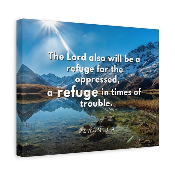 Scripture Canvas A Refuge Psalm 9:9 Christian Wall Art Bible Verse Print Ready to Hang