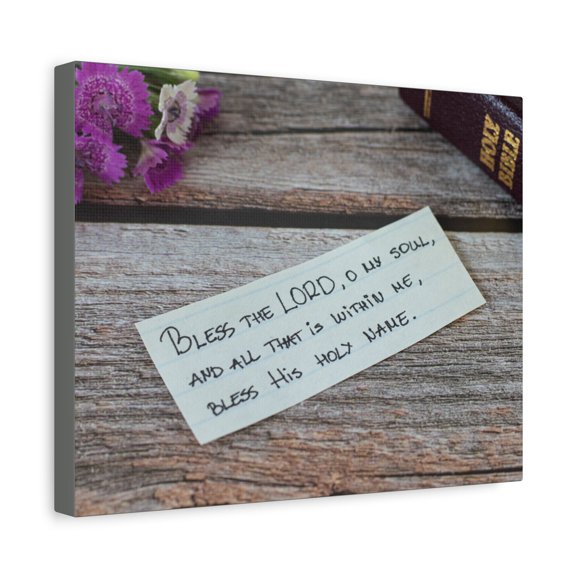 Scripture Canvas Bless The Lord Psalm 103:1 Wood Christian Wall Art Bible Verse Print Ready to Hang