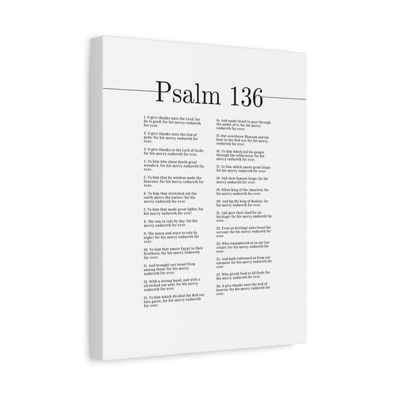Scripture Canvas Give Thanks Unto God Of Gods Psalm 136 Christian Wall Art Bible Verse Print Ready to Hang
