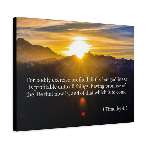 Scripture Canvas Godliness 1 Timothy 4:8 Christian Wall Art Bible Verse Print Ready to Hang