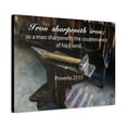 thumbnail image 1 of Scripture Canvas Iron Sharpeneth Iron Proverbs 27:17 Christian Wall Art Bible Verse Print Ready to Hang, 1 of 12