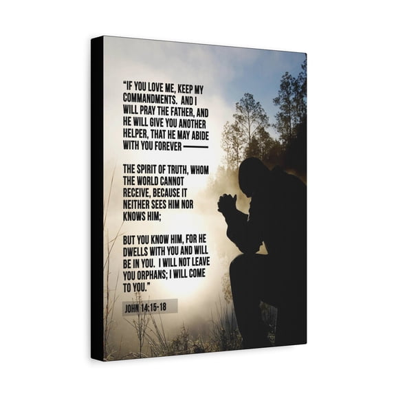 Scripture Canvas Keep my Commandments John 14:15-18 Christian Wall Art Bible Verse Print Ready to Hang