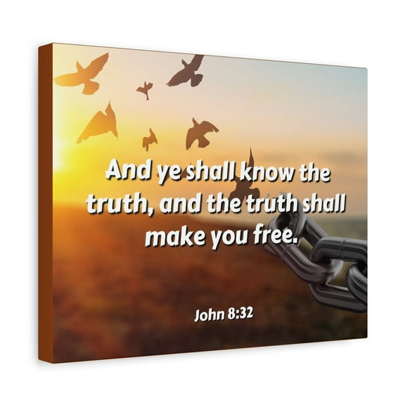 Scripture Canvas The Truth John 8:32 Christian Wall Art Bible Verse Print Ready to Hang