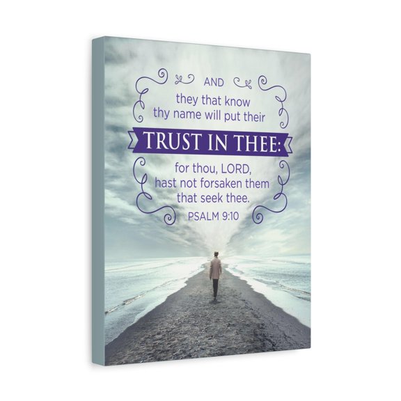 Scripture Canvas Trust In Thee Psalm 9:10 Christian Wall Art Bible Verse Print Ready to Hang