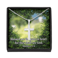 thumbnail image 1 of Scripture Card Blessed Pure In Heart Matthew 5:8 Cross Card Necklace w Stainless Steel Pendant Religious, 1 of 20